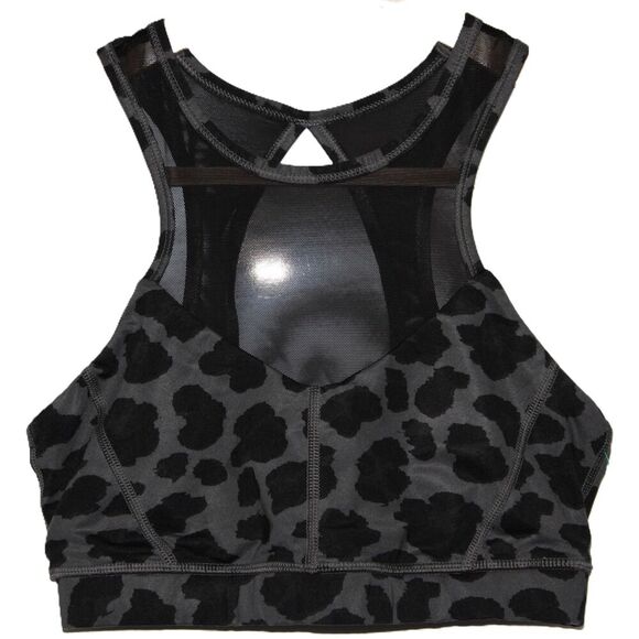 lululemon athletica Other - Womens Lululemon Mesh High Neck Cheetah Dark Slate Black Gray Sports Bra Size S